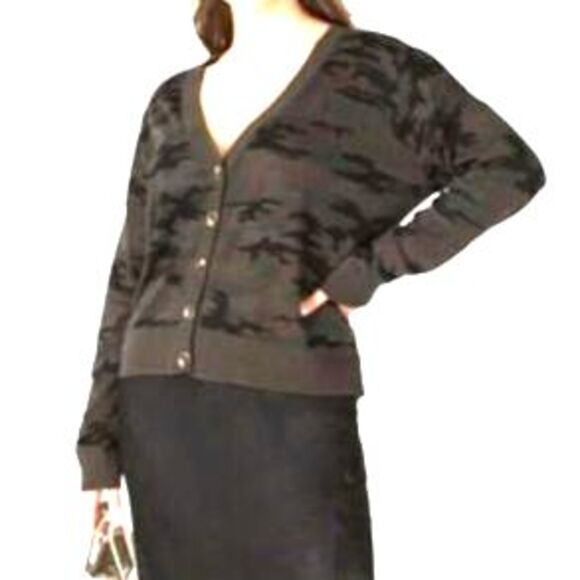 Sanctuary Womens Lets Hang Cardigan Size L Camo Sweater Camouflage Green - Picture 2 of 12